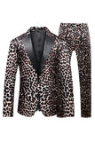 Costume de bal 2 pièces Leopard Peak Lapel pour hommes