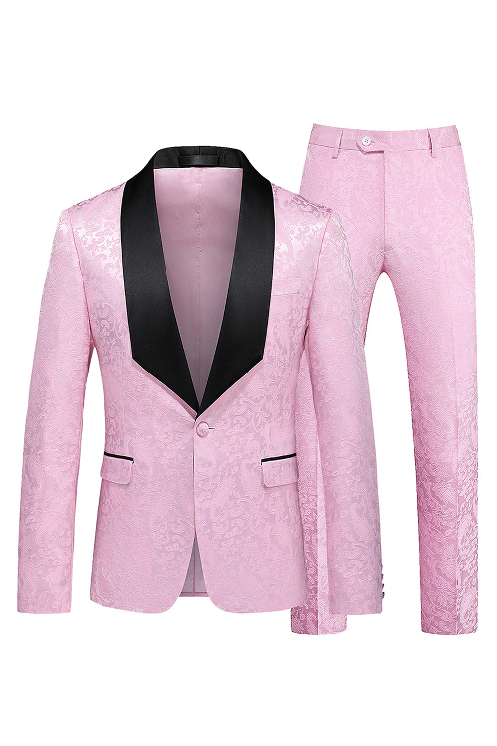 Noir Châle Revers Un Bouton 2 Pièces Hommes Bal Costumes