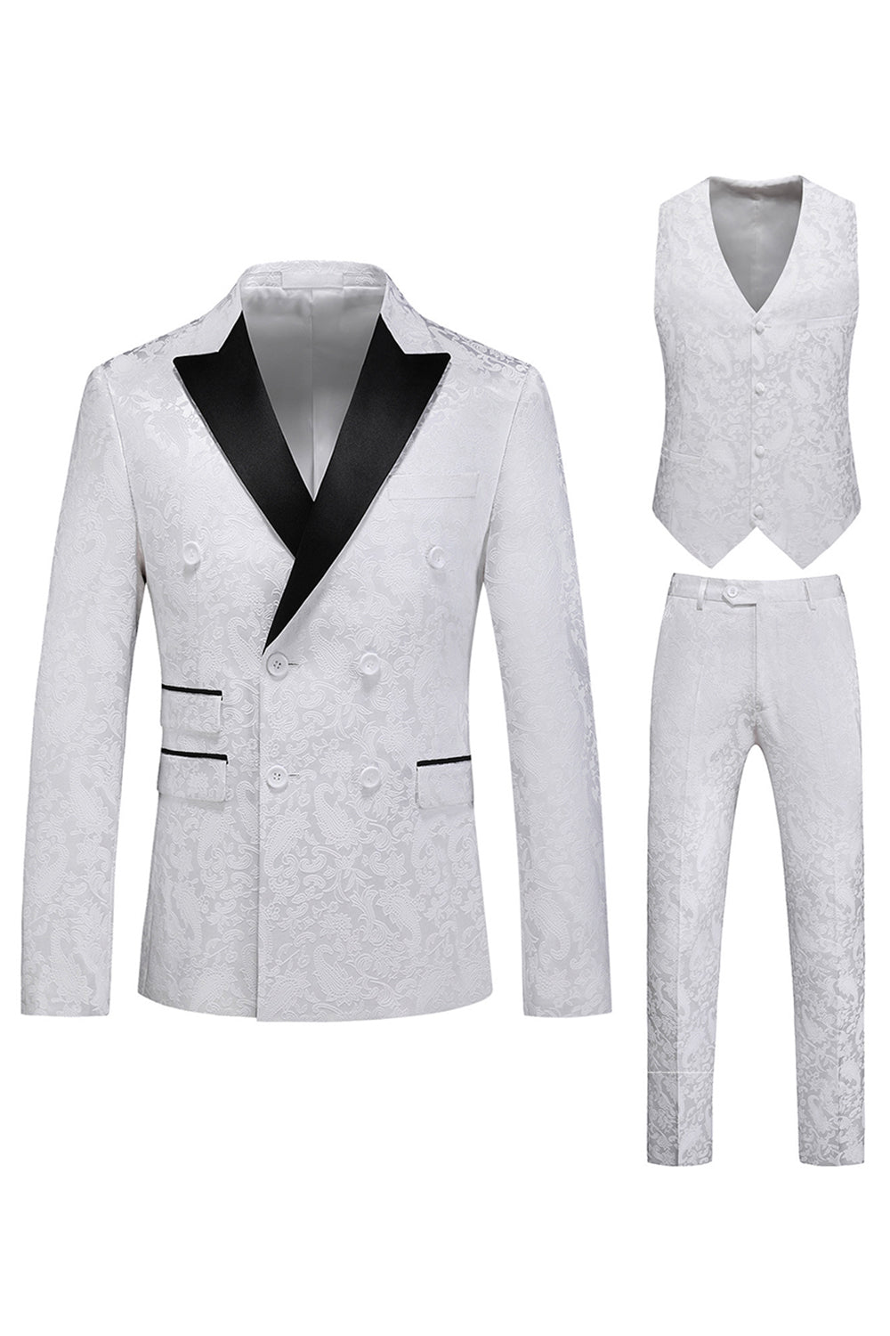 Imprimé rose Peak Lapel 3-Piece Hommes Costumes de bal