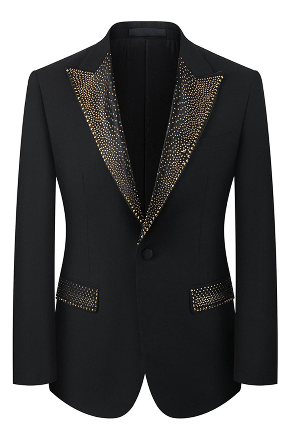 Noir Peak Lapel Perlé 3 Pièces Hommes Costumes
