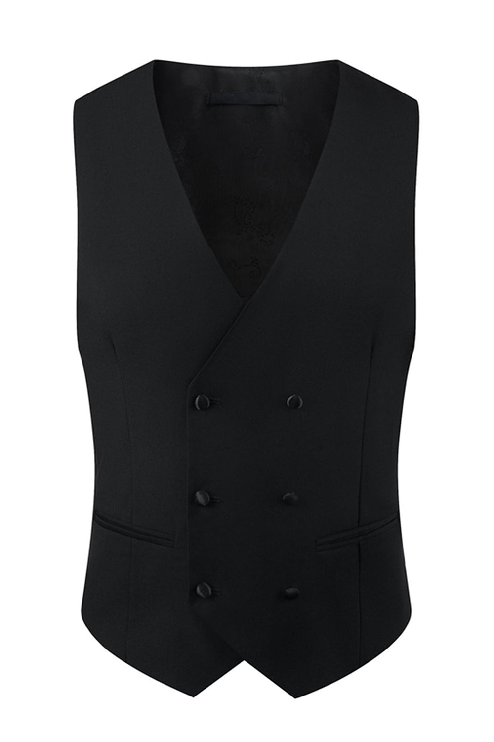 Noir Peak Lapel Perlé 3 Pièces Hommes Costumes