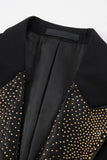 Noir Peak Lapel Perlé 3 Pièces Hommes Costumes