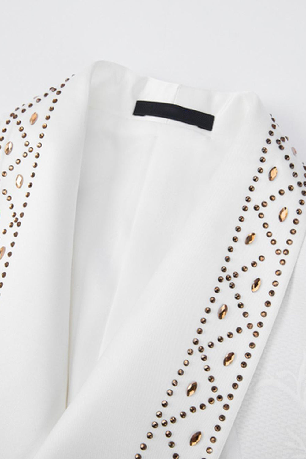 Blanc Châle Revers 2 pièces Hommes Costumes avec Perles