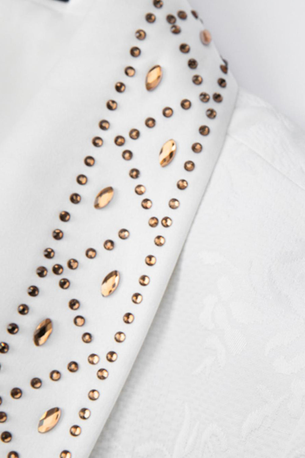 Blanc Châle Revers 2 pièces Hommes Costumes avec Perles