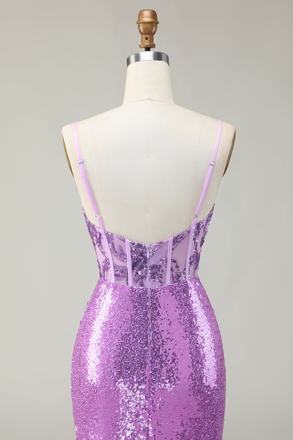 Sirène scintillante violet Corset Applique Robe de soirée avec fente
