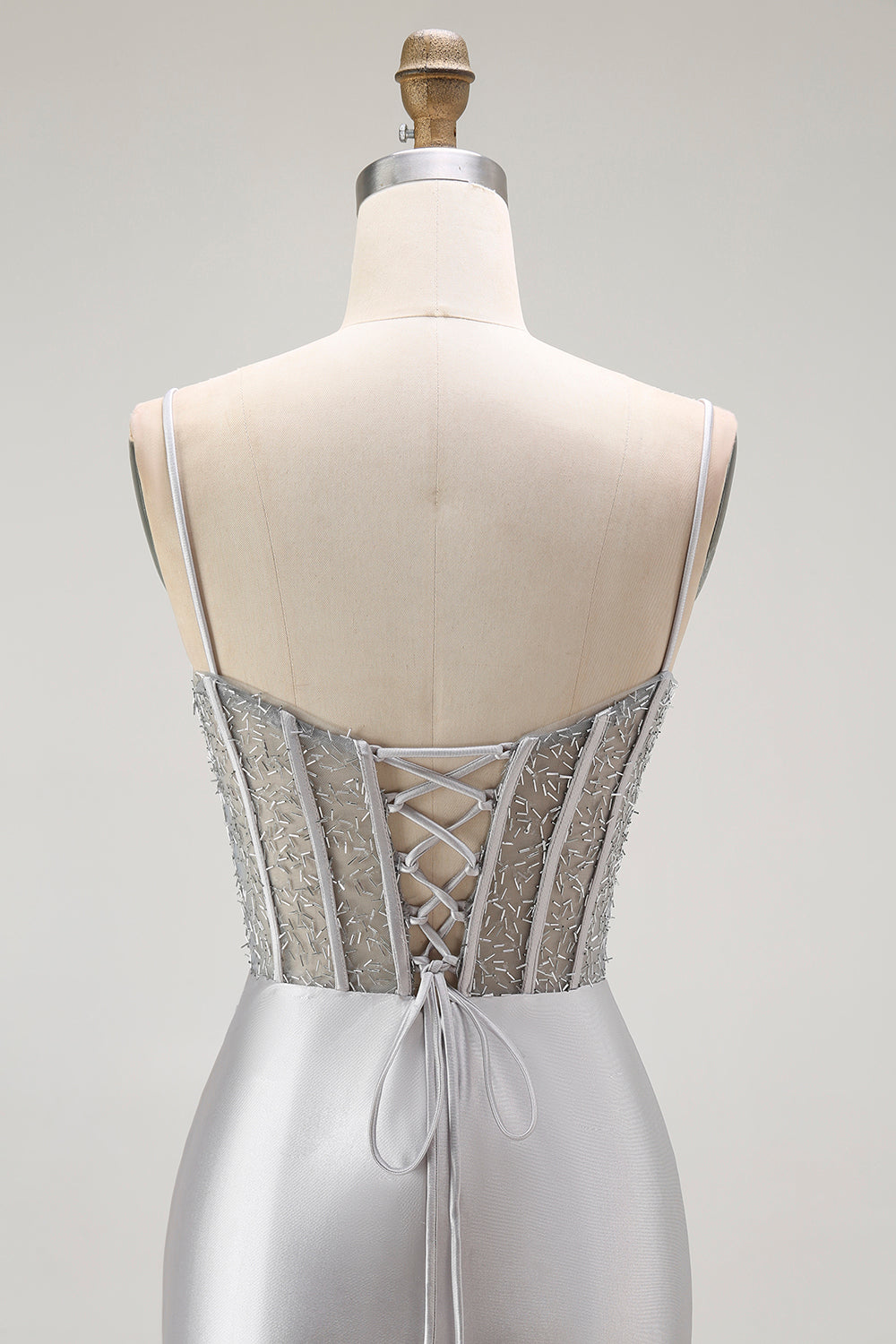 Sirène rouge spaghetti bretelles Corset plissé longue Robe de soirée avec fente