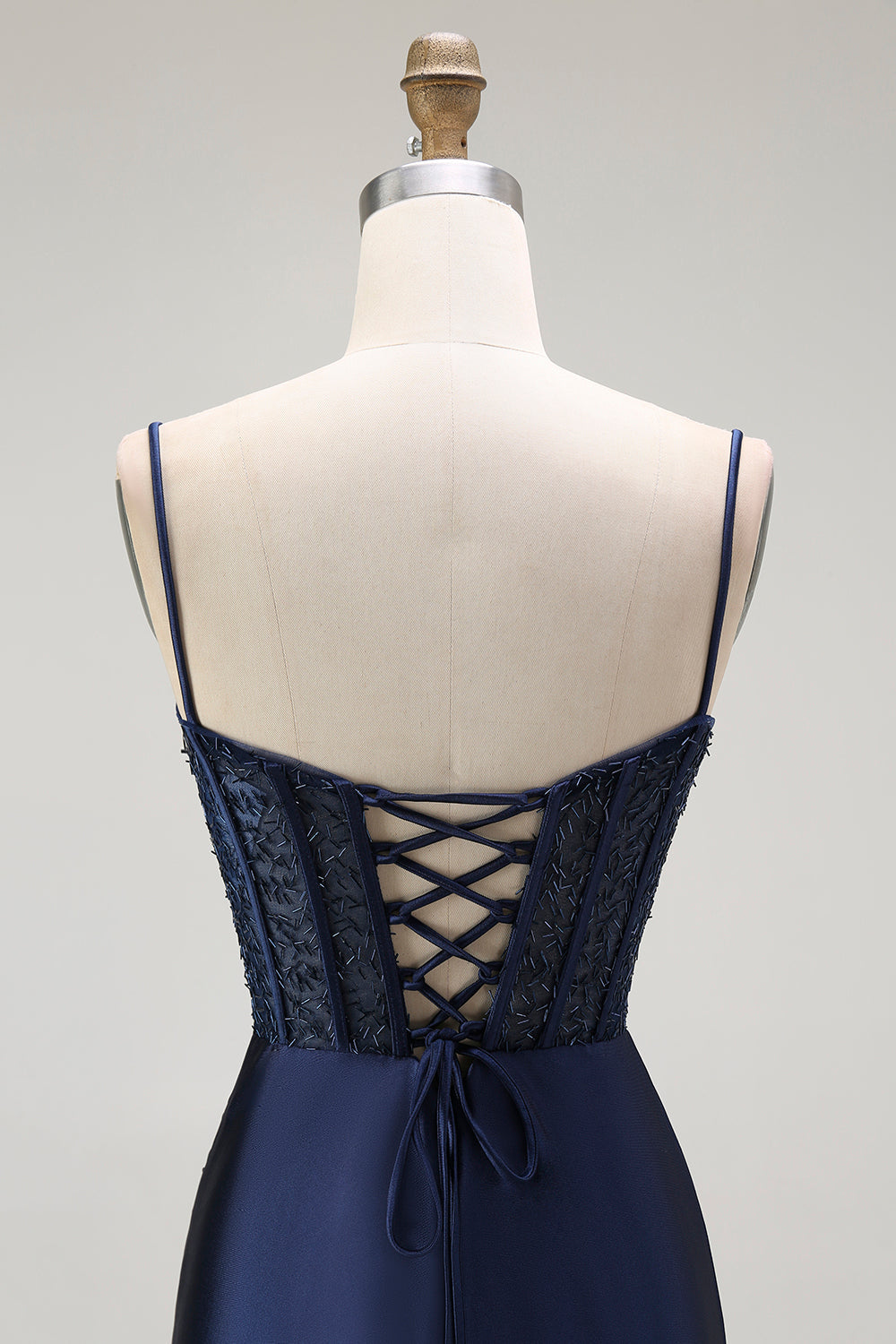 Sirène rouge spaghetti bretelles Corset plissé longue Robe de soirée avec fente