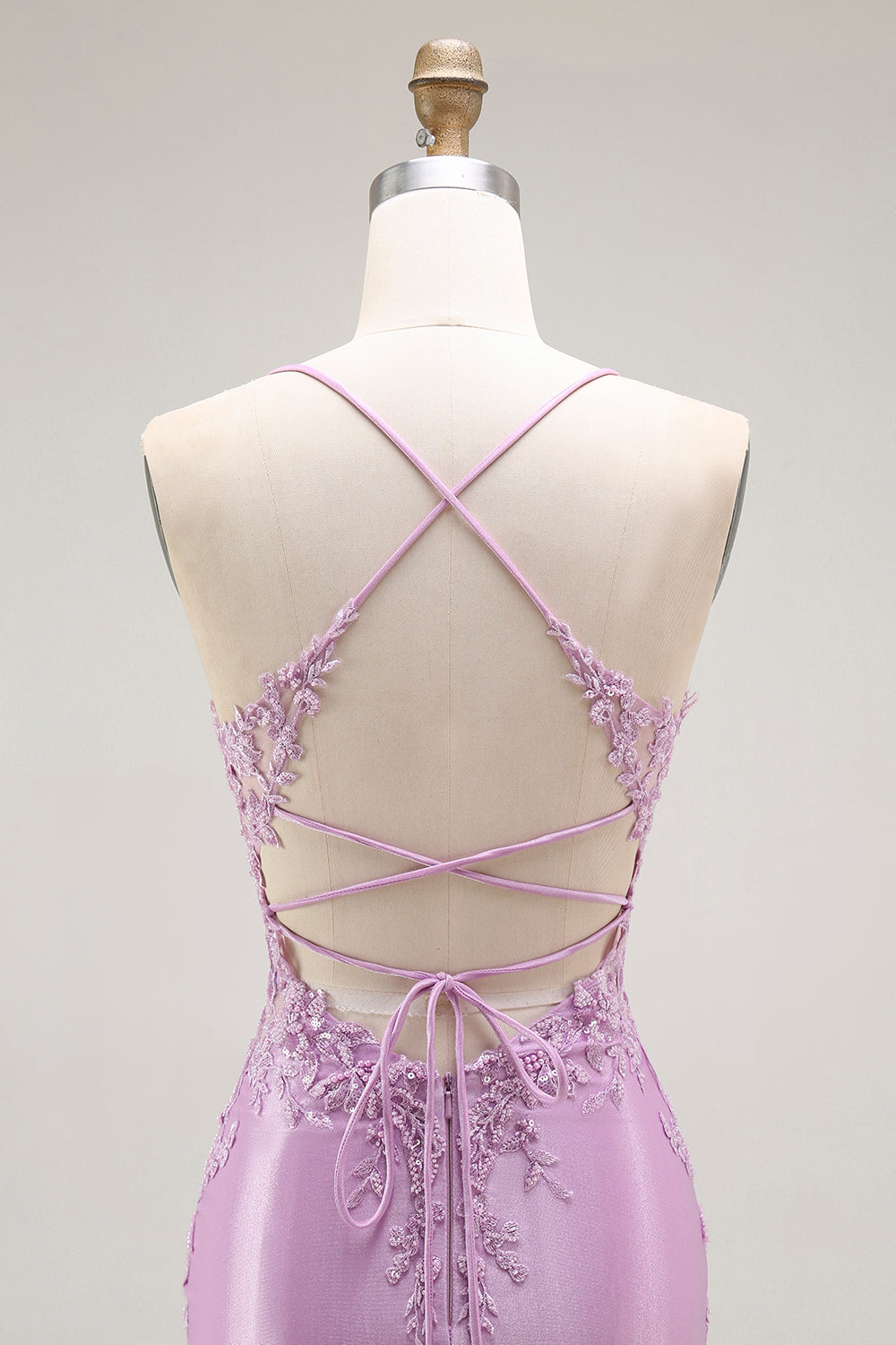 Sirène violette spaghetti bretelles Corset Robe de soirée longue avec fente