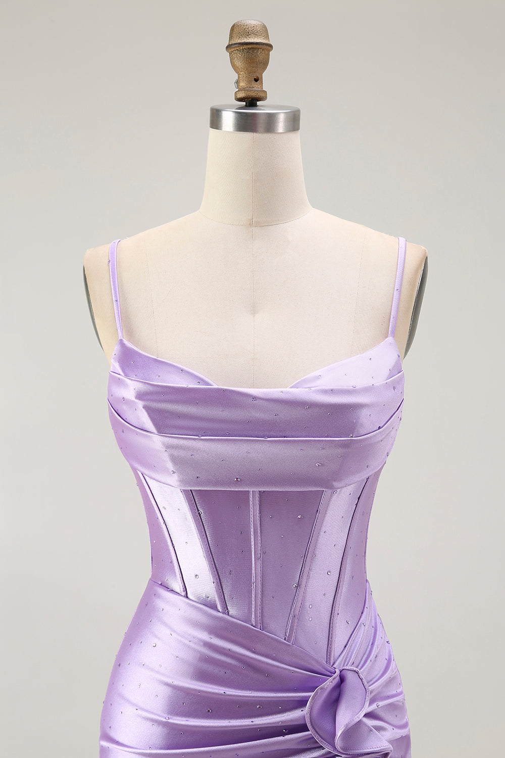 Violet Sirène Corset Ruché Robe de soirée Longue avec Fente à Volants