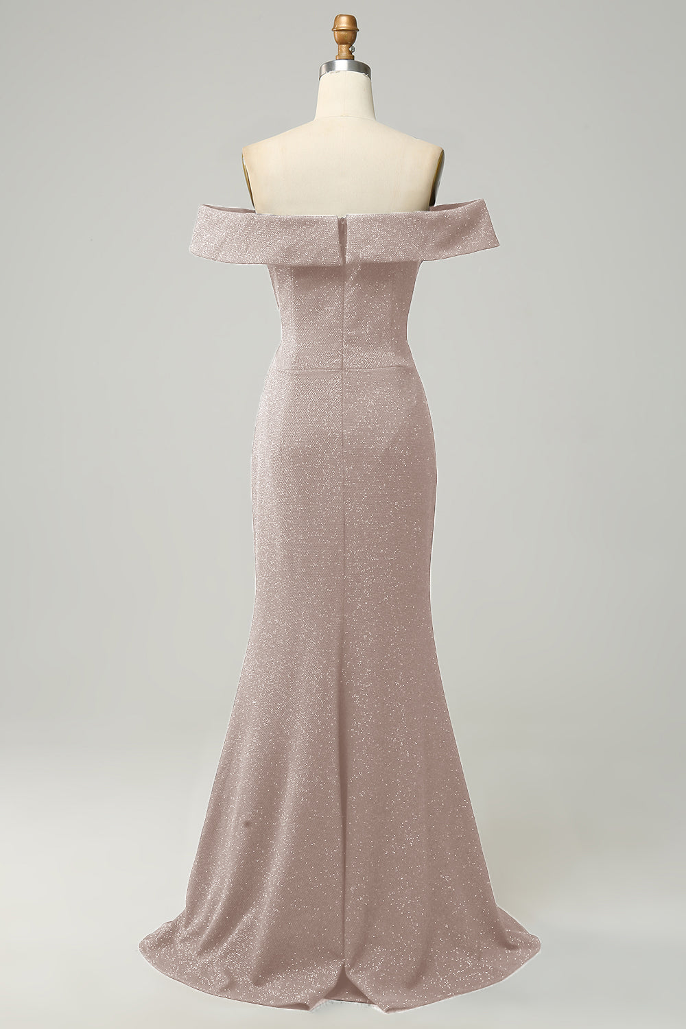 Marine Robe de demoiselle d'honneur longue fourreau scintillante à épaules dénudées