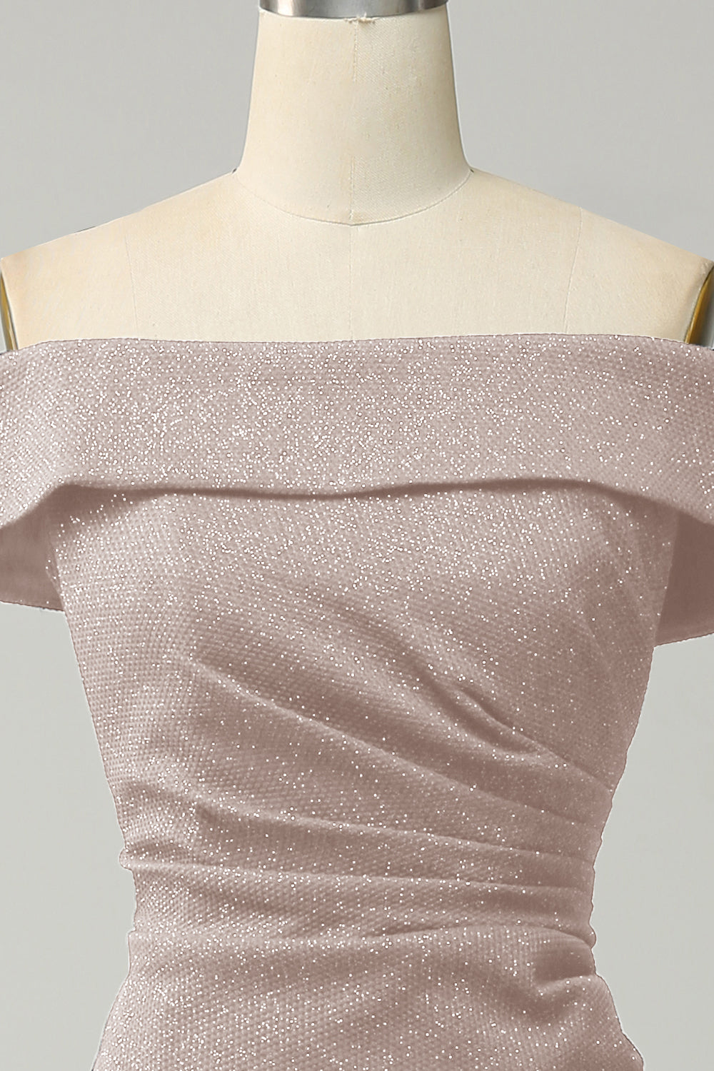 Marine Robe de demoiselle d'honneur longue fourreau scintillante à épaules dénudées