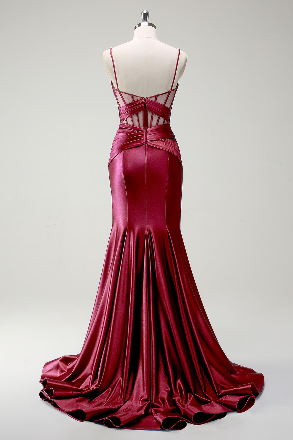 Sirène royale Spaghetti bretelles Satin Corset Robe de soirée longue avec fente