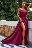 Robe A-ligne Bleu Royal Dos Nu en Satin