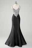 Sirène bleue spaghetti bretelles corset robe de Soirée appliquée