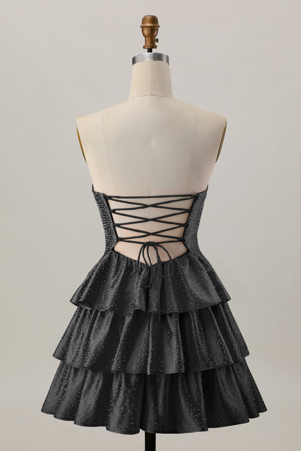 Orange sans bretelles à plusieurs niveaux Une ligne découpée Robe de cocktail avec perles