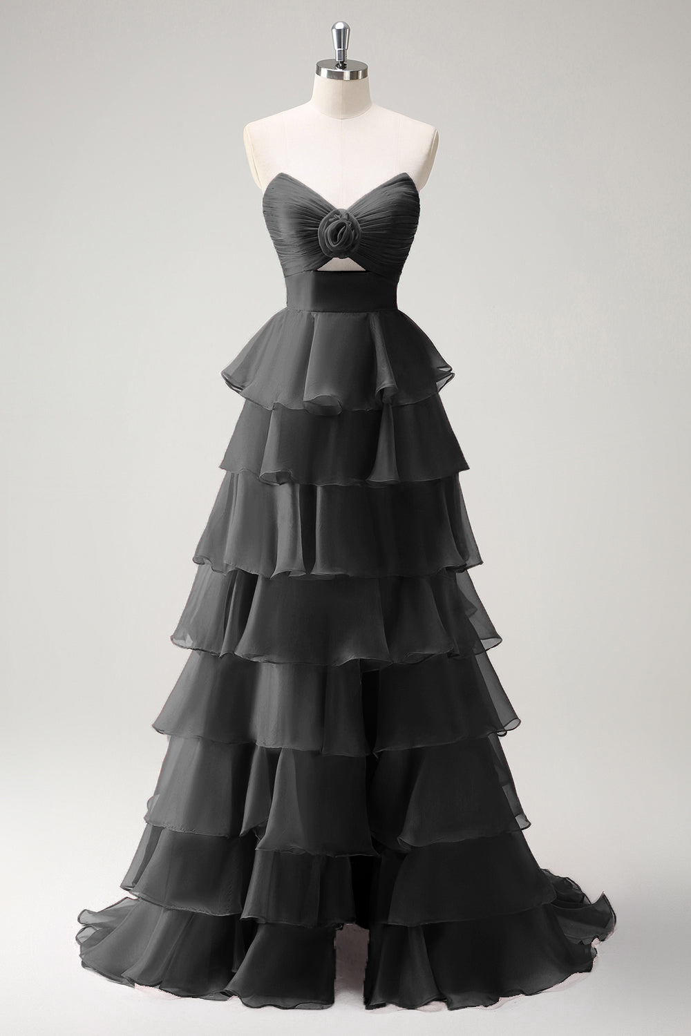 Robe De Soirée longue princesse orange à décolleté en cœur et fente