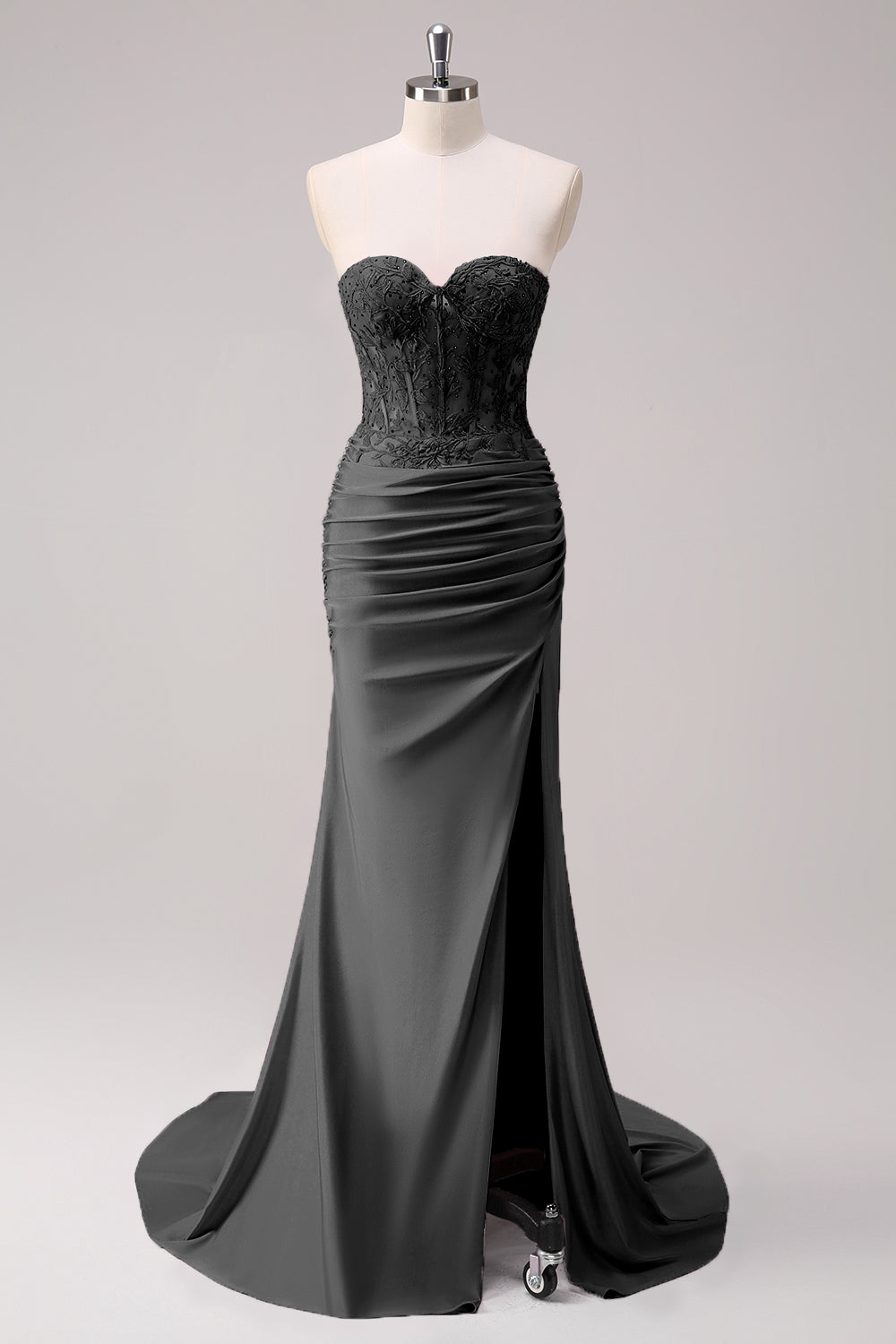 Sirène applique bustier corset Robe De Soirée fuchsia avec fente