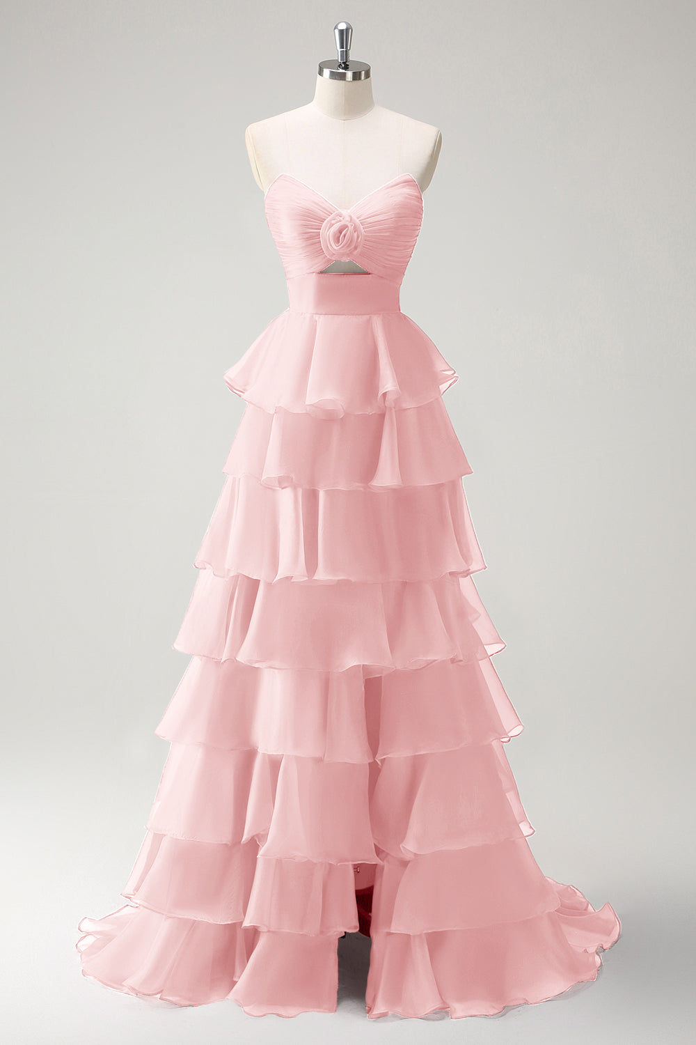 Robe De Soirée longue princesse orange à décolleté en cœur et fente