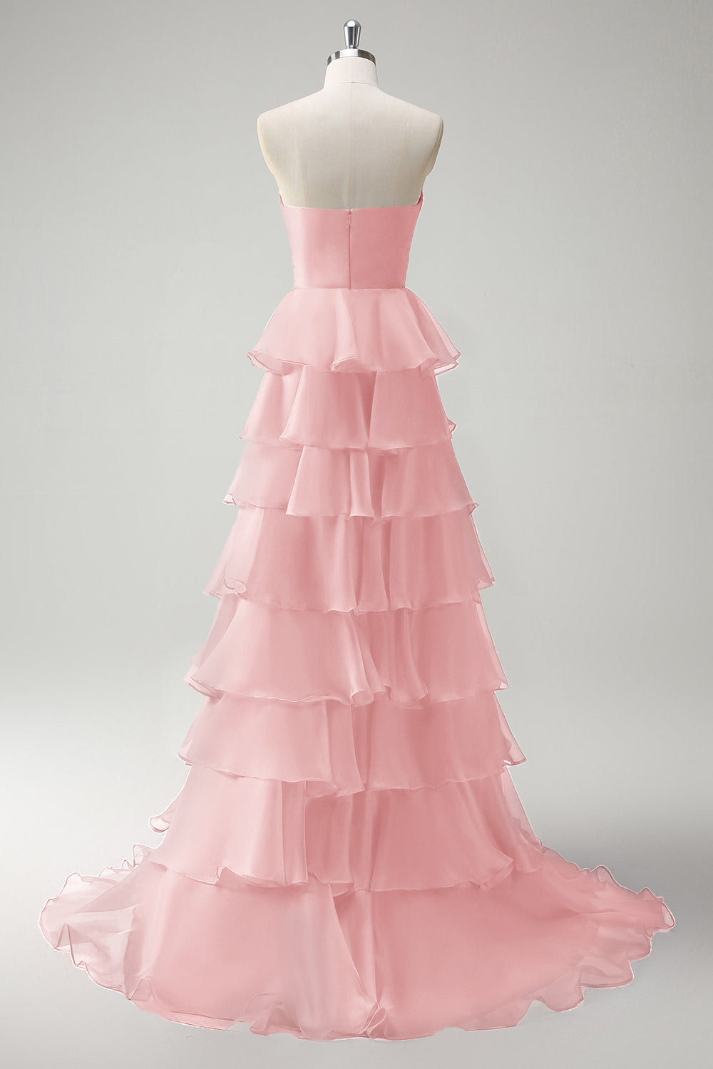 Robe De Soirée longue princesse orange à décolleté en cœur et fente