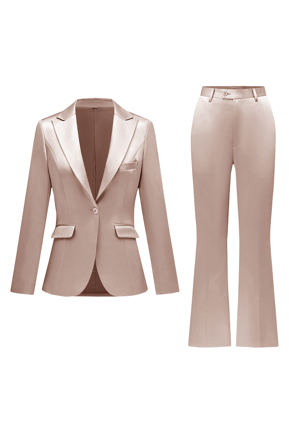 Gris rose pic revers satin slim fit femmes costumes