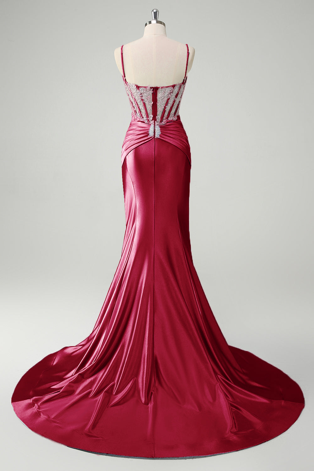 Sirène bleue spaghetti bretelles corset robe de Soirée appliquée