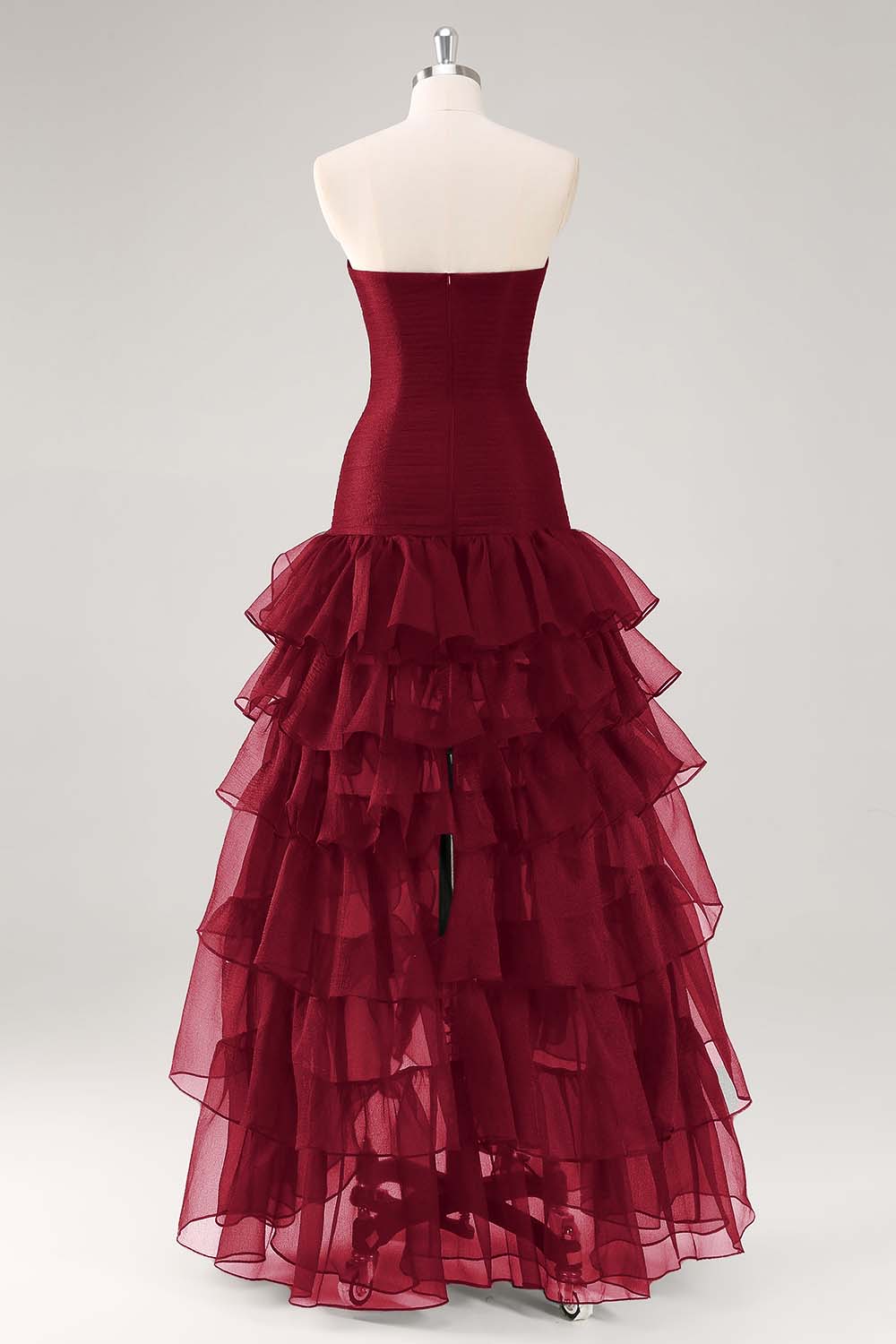 Robe formelle à volants en tulle sans bretelles noir