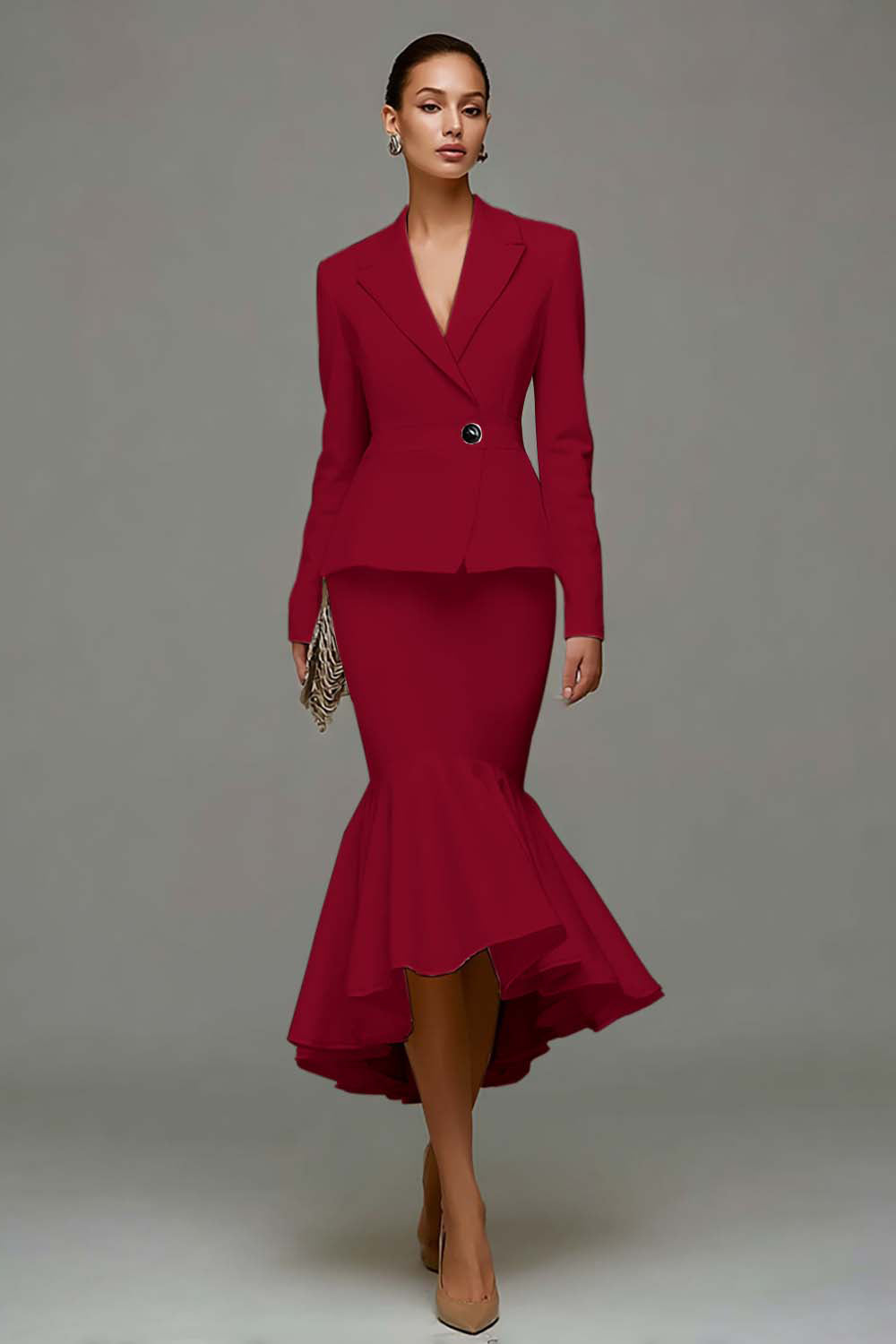 Sirène Robe de travail midi à revers en pointe ivoire