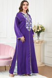 Caftan brodé violet, ensemble 2 pièces, robes marocaines avec capuche