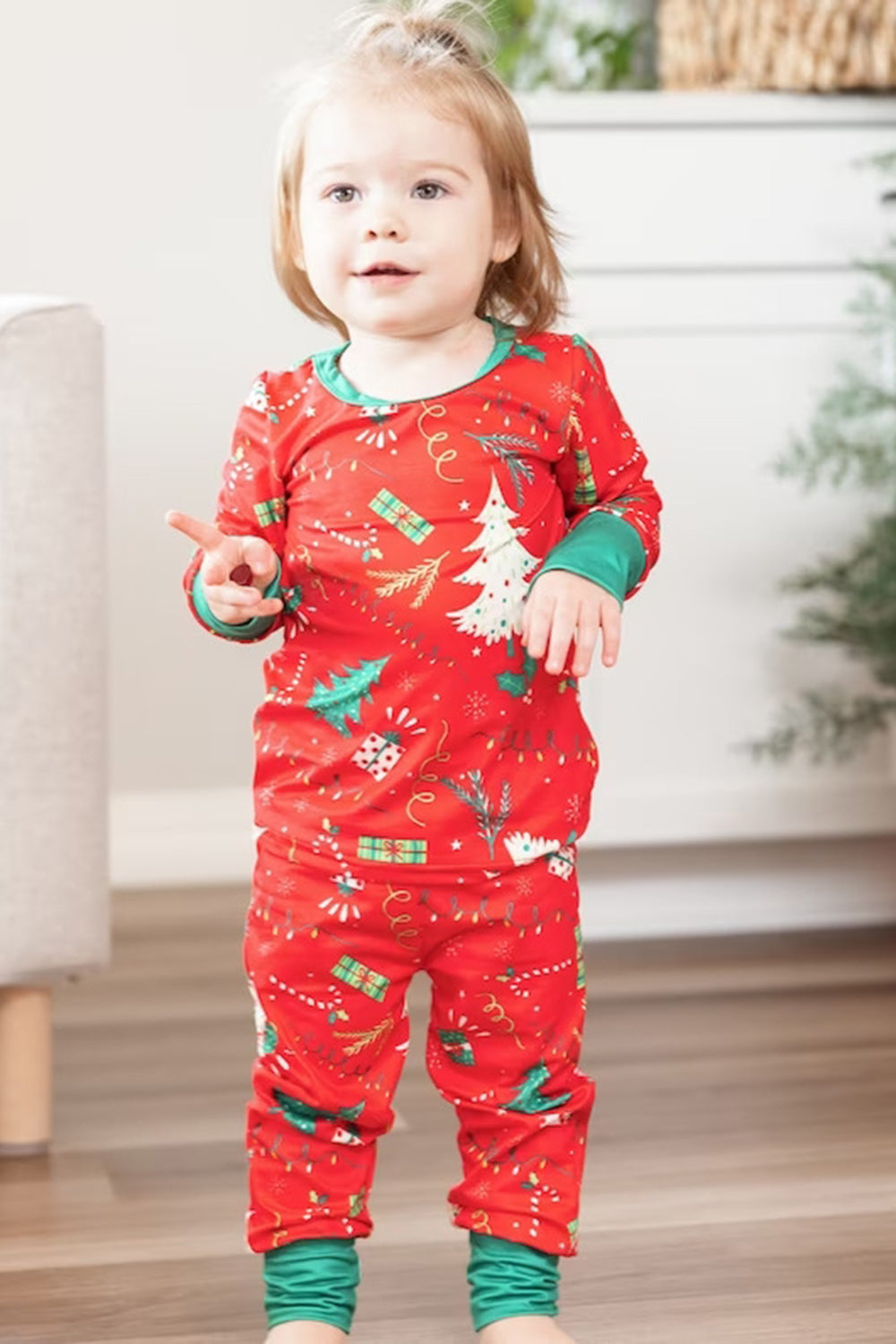 Arbre de Noël rouge imprimé famille Ensembles de pyjama assortis