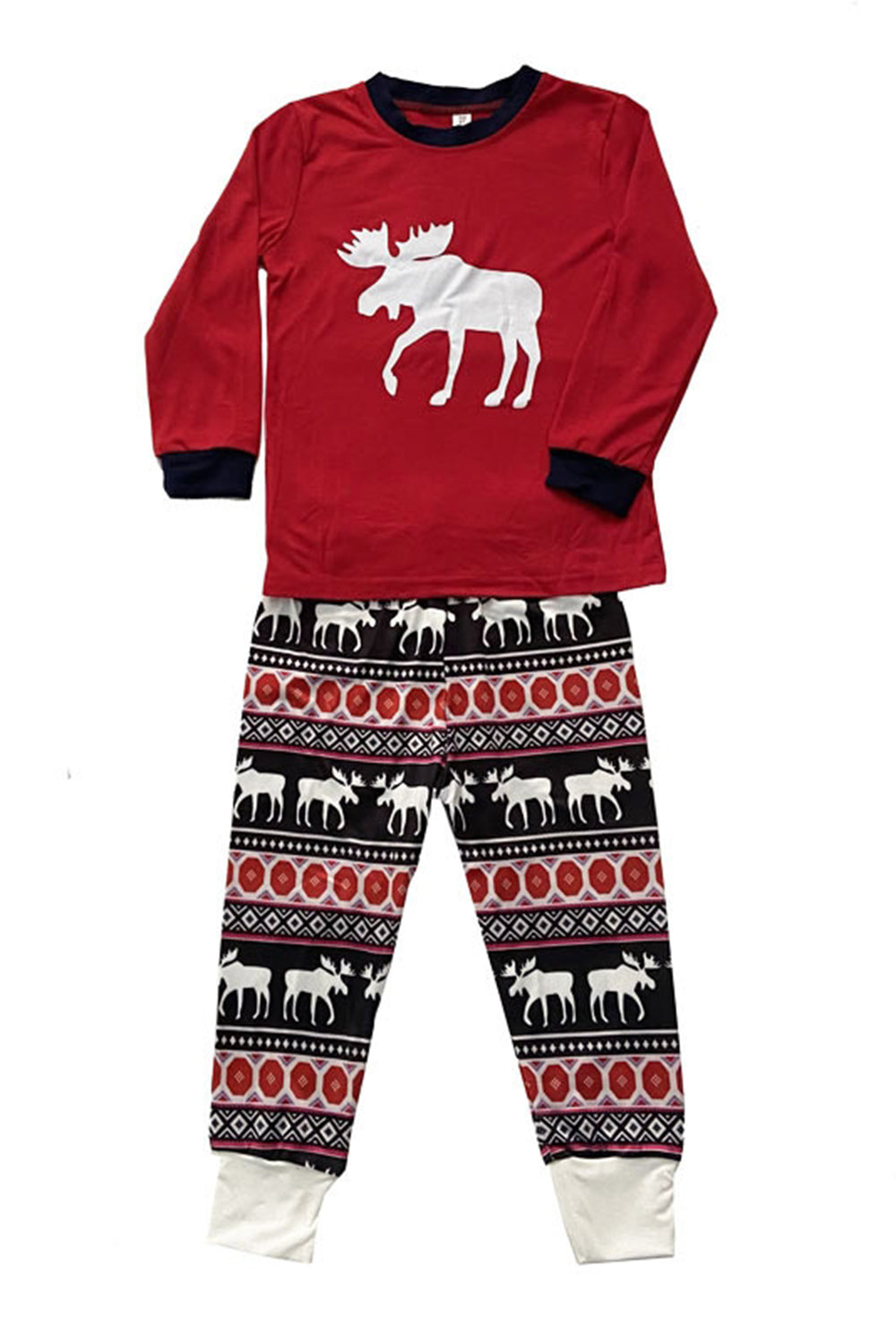 Pyjama familial rouge Renne Ensemble de pyjama de Noël à manches longues