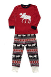 Pyjama familial rouge Renne Ensemble de pyjama de Noël à manches longues