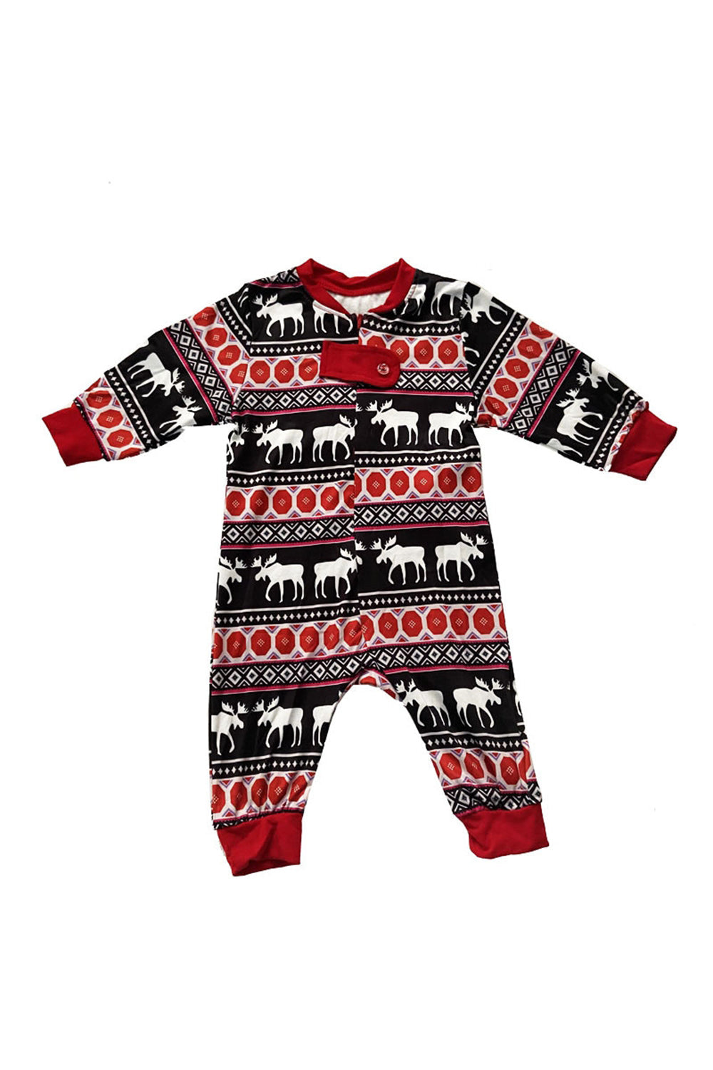Pyjama familial rouge Renne Ensemble de pyjama de Noël à manches longues