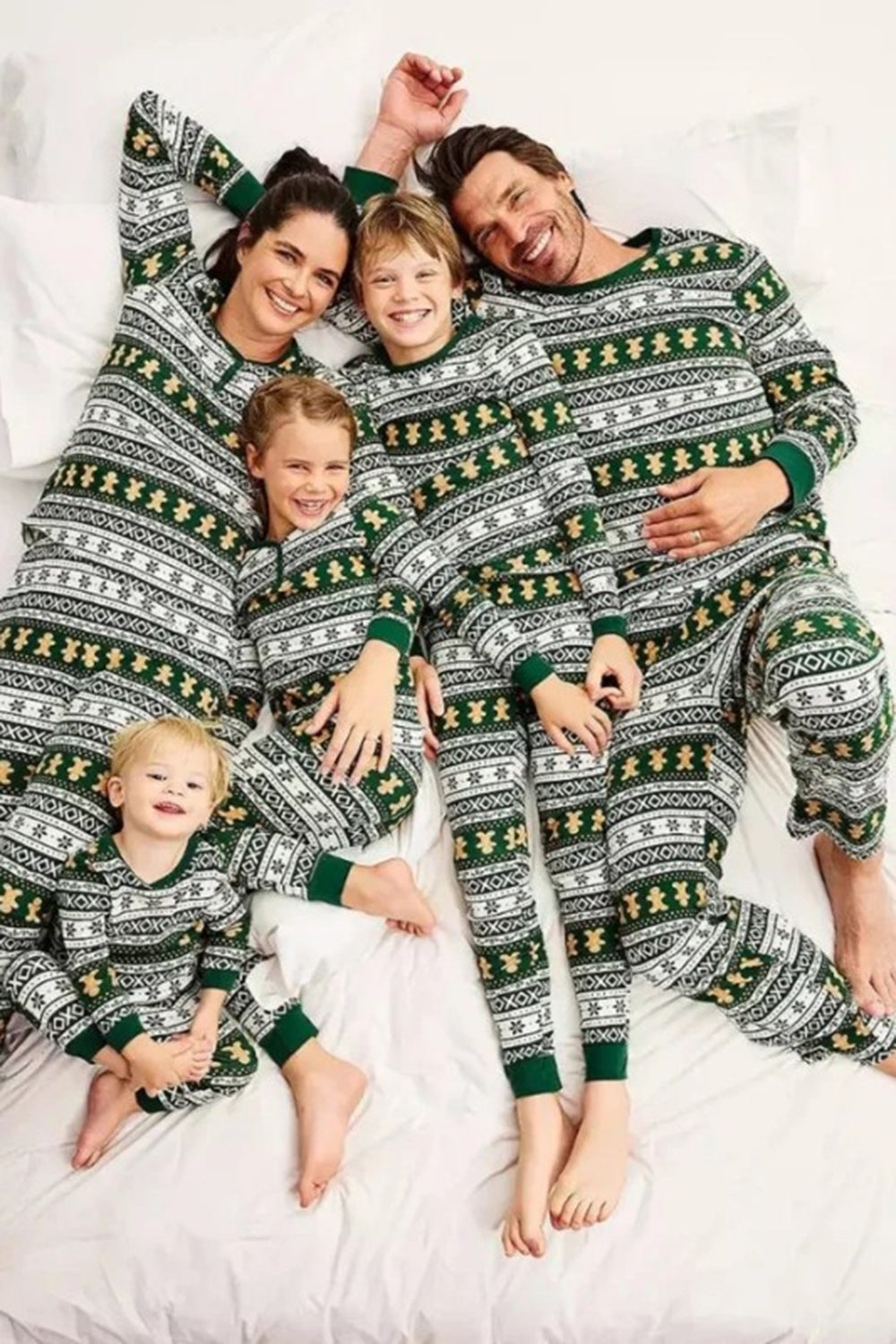 Noël lâche famille assorti flocon de neige vert pain d’épice homme motif pyjama ensemble