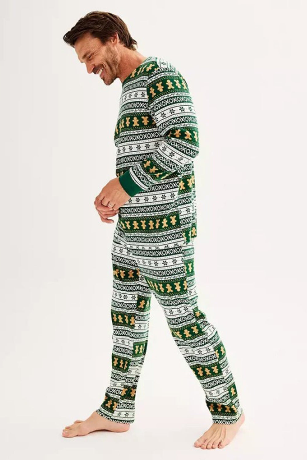 Noël lâche famille assorti flocon de neige vert pain d’épice homme motif pyjama ensemble
