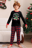 Noir Rouge Famille Assorti Pyjamas Adulte Enfants Bébé Tops et Pantalon à Carreaux Ensemble de Pyjama de Noël