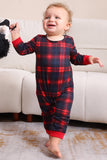 Noir Rouge Famille Assorti Pyjamas Adulte Enfants Bébé Tops et Pantalon à Carreaux Ensemble de Pyjama de Noël