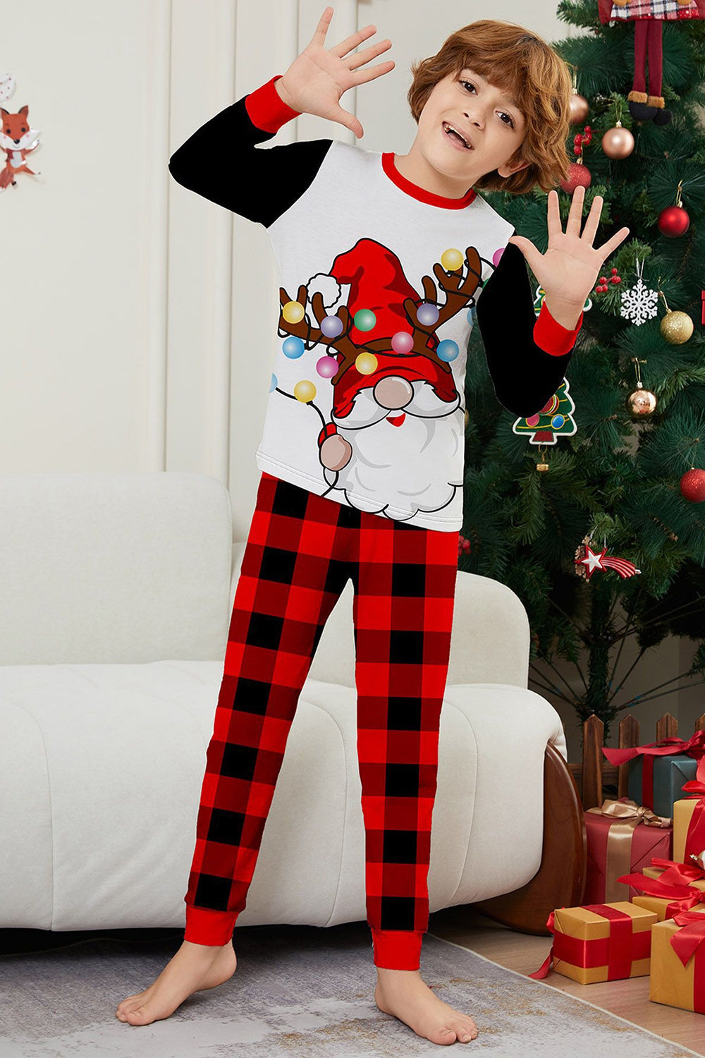 Noir Rouge Pantalon à Carreaux À Carreaux Ensemble Ensemble De Pyjama