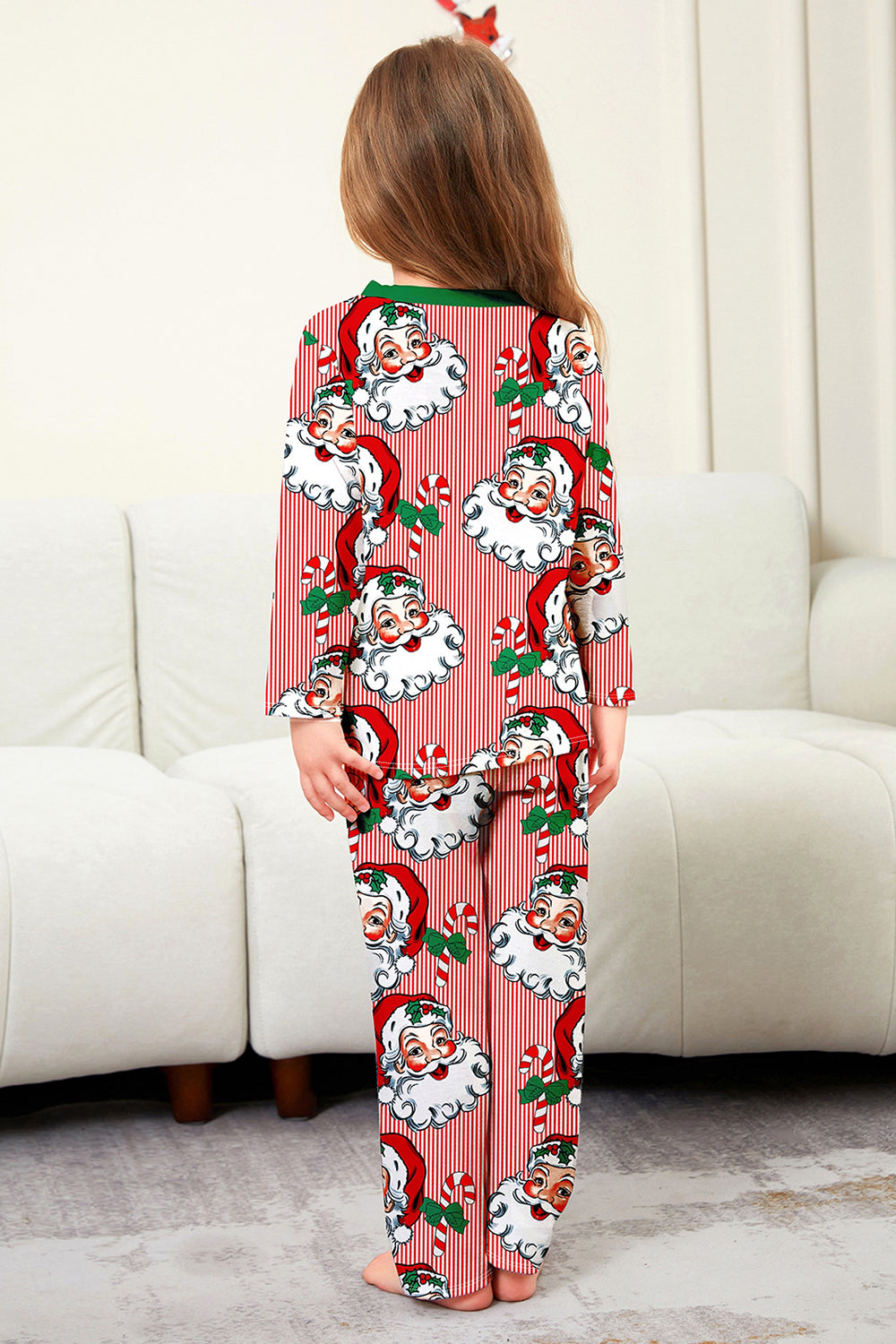 Ensemble pyjama de Noël imprimé à manches longues à rayures rouges