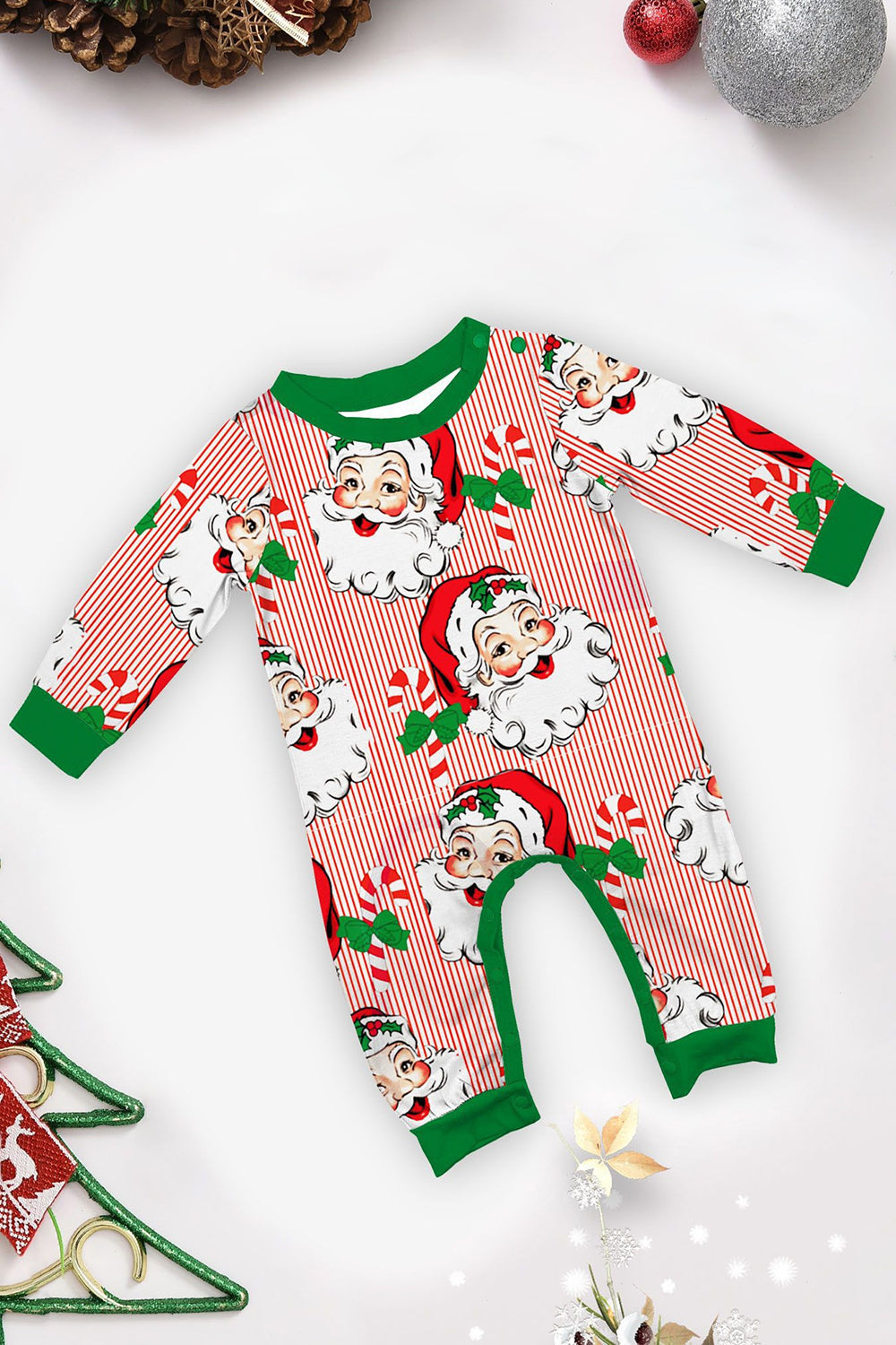 Ensemble pyjama de Noël imprimé à manches longues à rayures rouges