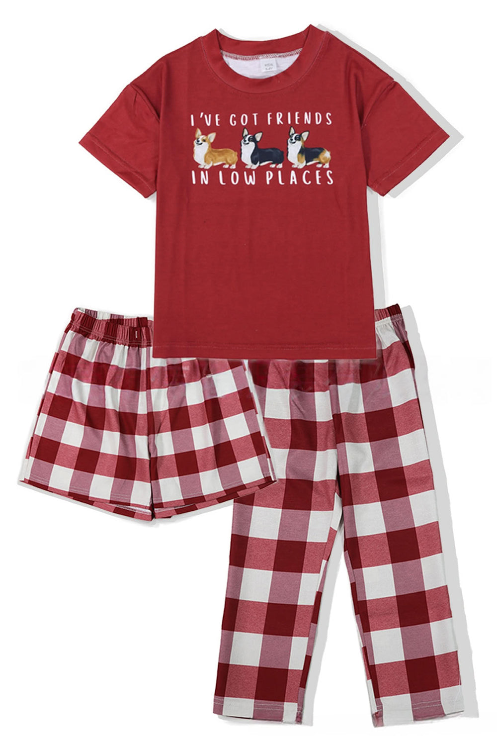 Pyjama familial assorti à manches courtes imprimé chien rouge