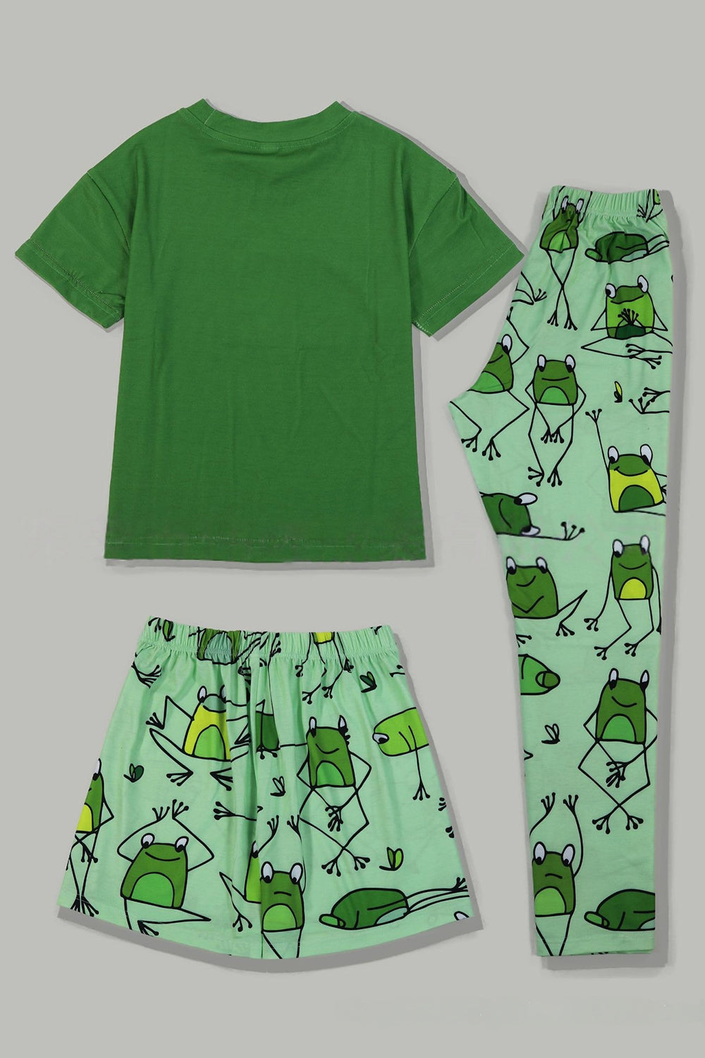 Pyjama familial assorti à manches courtes imprimé grenouille verte