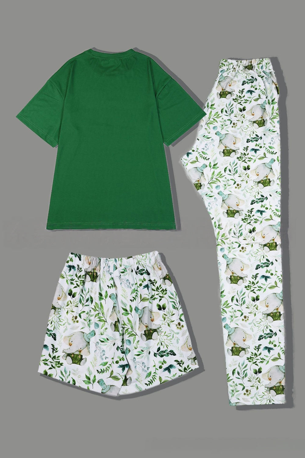 Pyjama familial assorti à manches courtes imprimé vert foncé