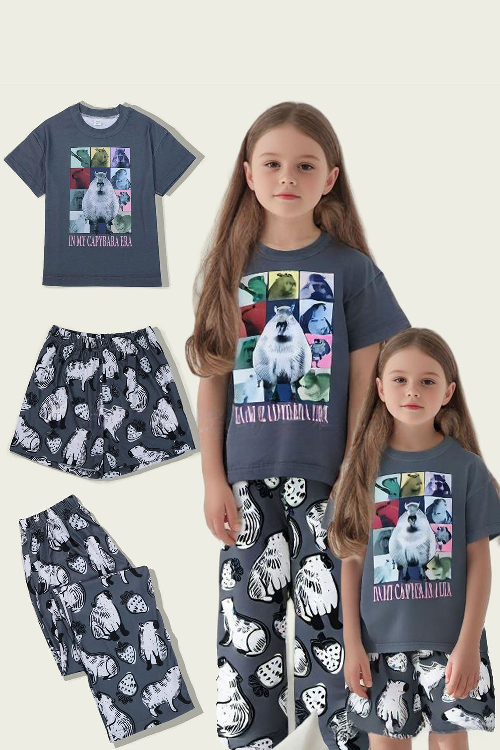 Pyjama familial assorti à imprimé animalier gris foncé