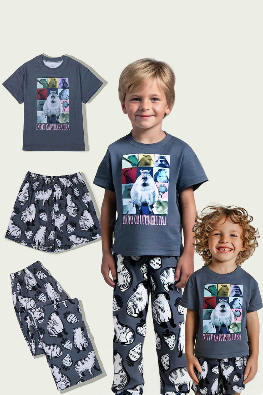 Pyjama familial assorti à imprimé animalier gris foncé