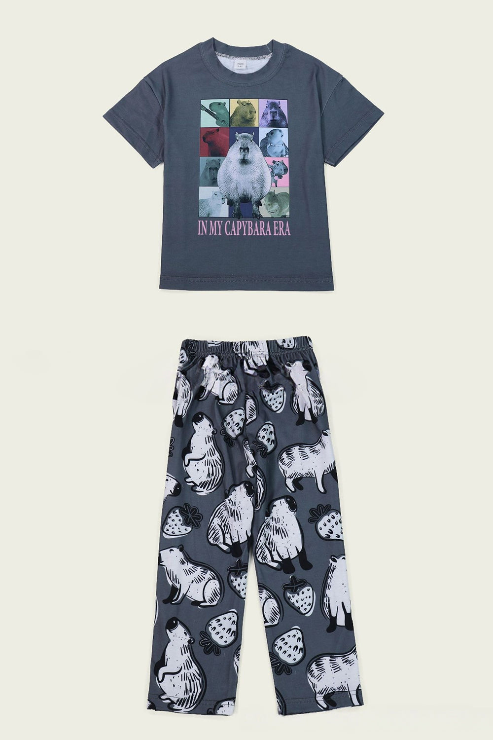 Pyjama familial assorti à imprimé animalier gris foncé