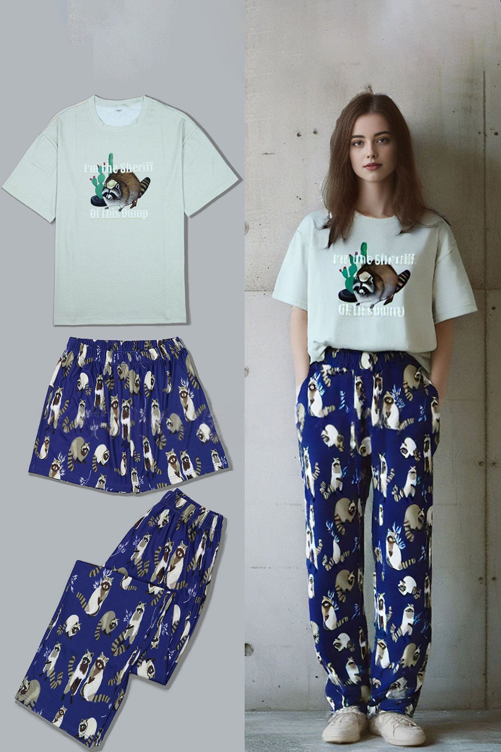 Pyjama familial assorti à imprimé animal vert clair