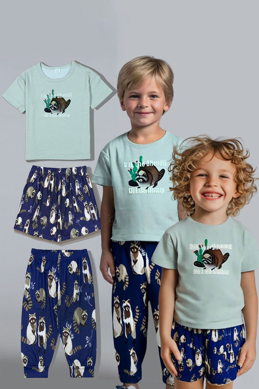 Pyjama familial assorti à imprimé animal vert clair