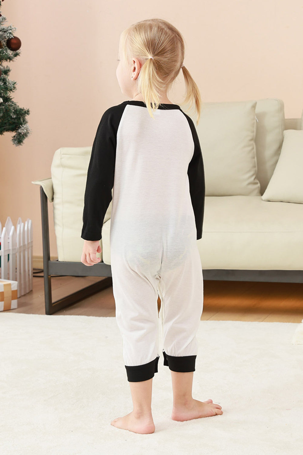 Pyjama de Noël familial imprimé arbre noir et blanc