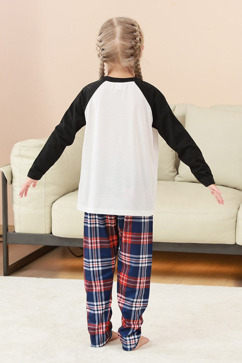 Pyjama de Noël familial imprimé arbre noir et blanc