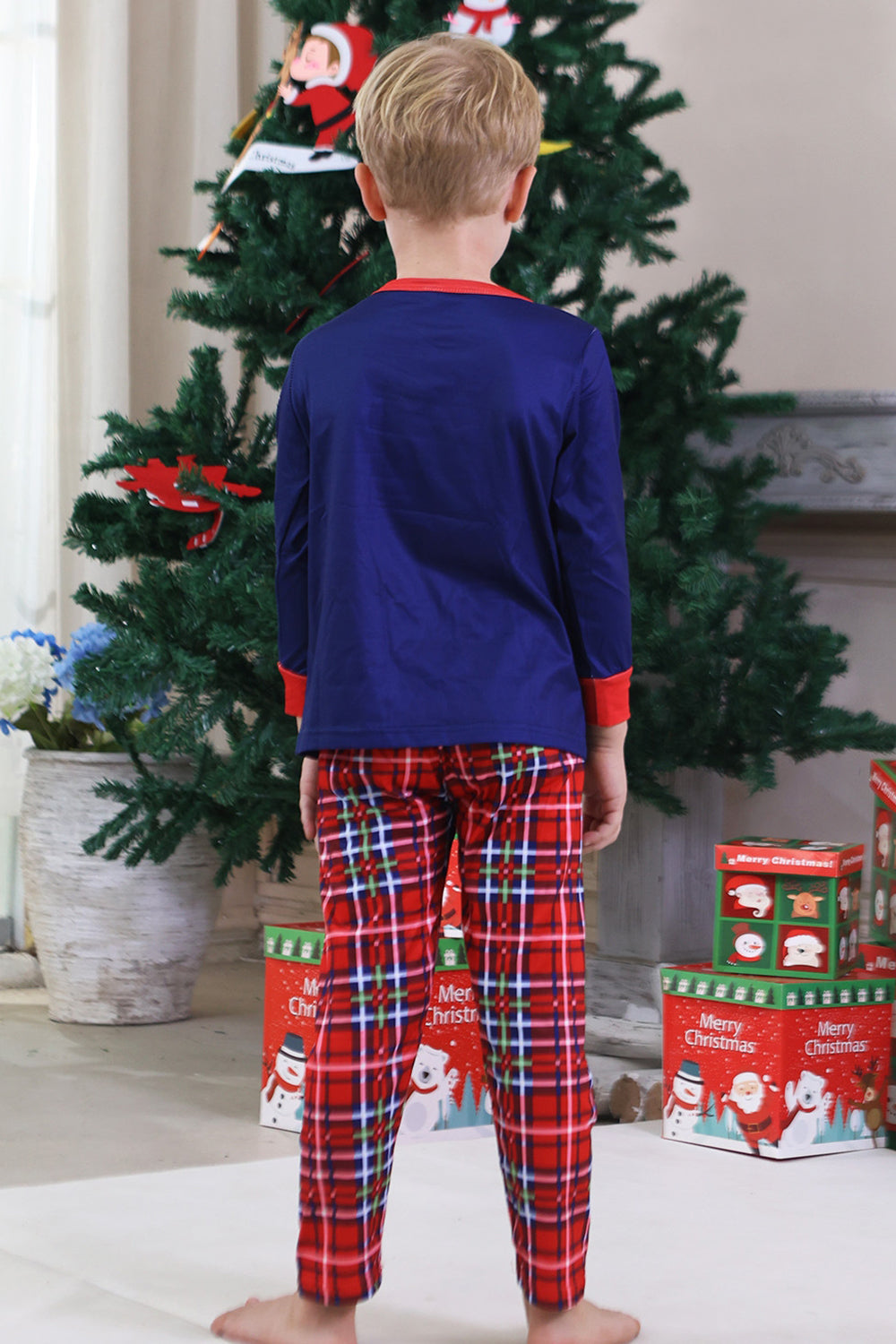 Pyjama familial assorti à carreaux à carreaux bleu royal
